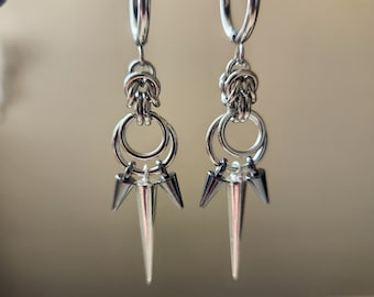 Stainless Steel Chainmail Earrings with Charms