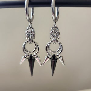 Stainless Steel Chainmail Earrings with Charms