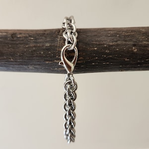 May include: A silver chain bracelet with a lobster clasp closure.