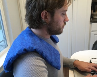 Back/Shoulder pad, microwave/freezer, cotton flannel, washable cover, corn fill, 19"Wx 20"L