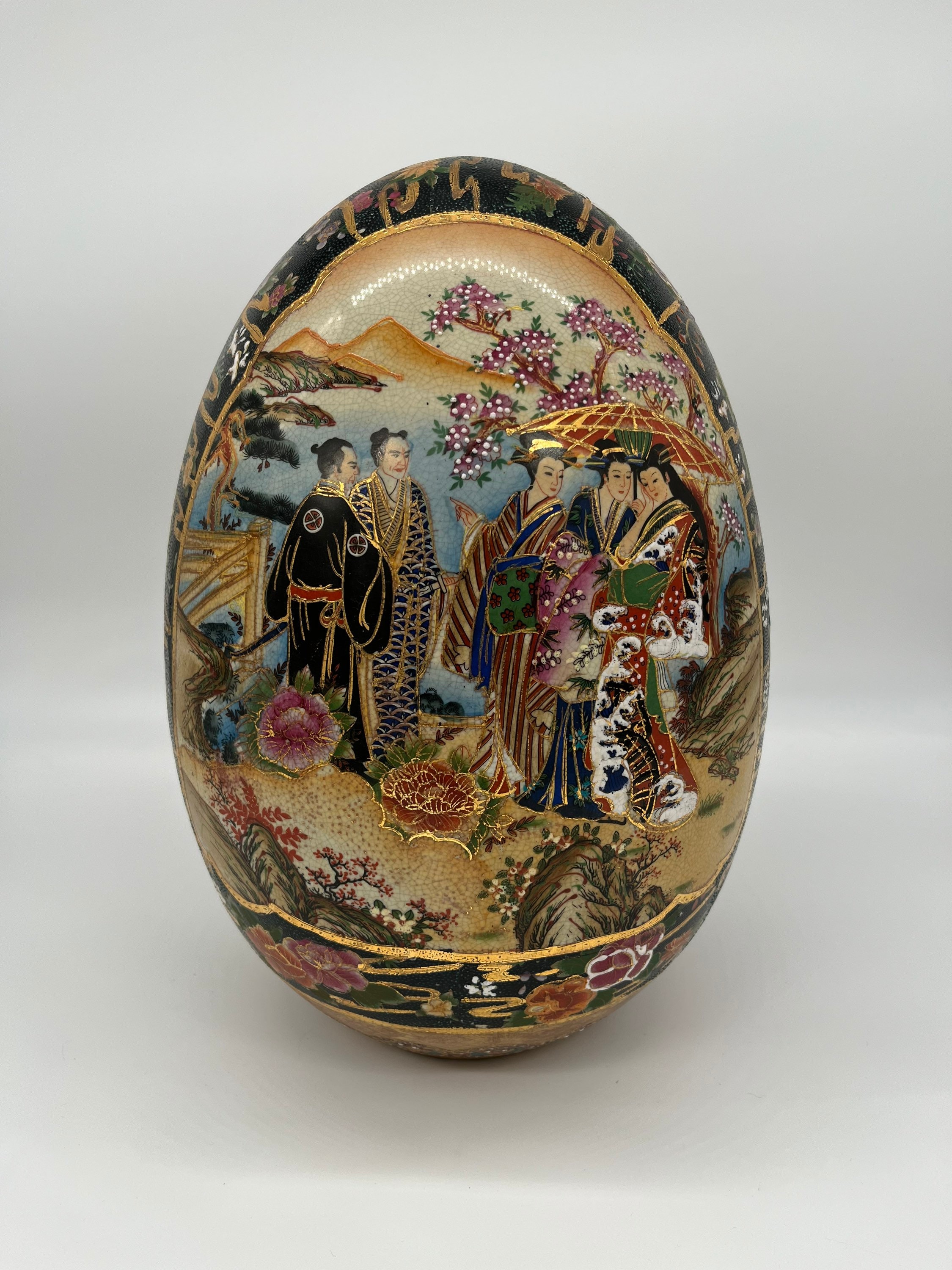 Vintage Japanese Satsuma Egg HUGE. 16.5 Height. Gold Gilding 440 Etsy