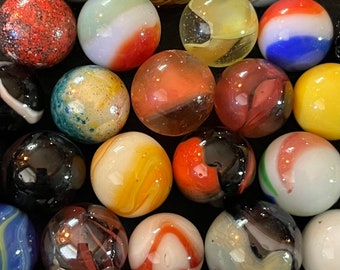 Vintage 1930s Master Glass Marbles (8) 5/8 Translucent Red & (1) 3/8  Solid Red