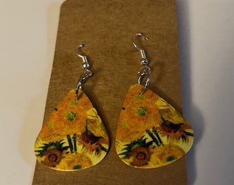 Musik in Ihren Ohren – Gitarren-Pick-Ohrringe (Van Gogh Sonnenblumen 1)