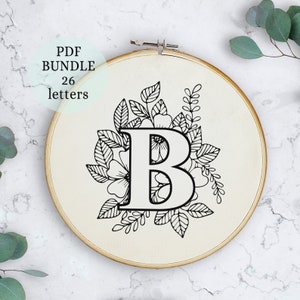 Letter embroidery pattern, monogram, Initial design, Complete alphabet, Needlework pattern download, Alphabet Embroidery PDF Pattern,6 inch
