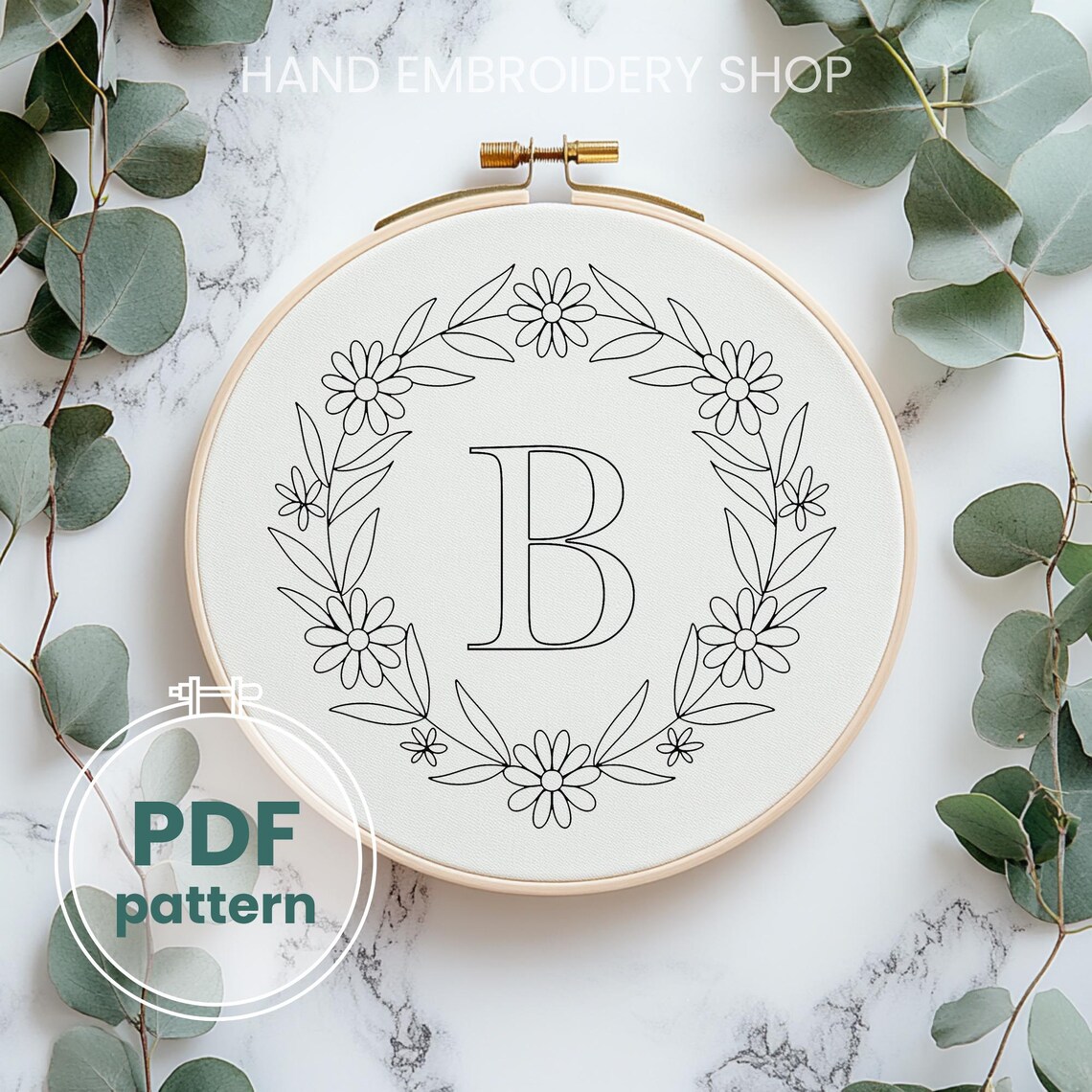 Floral Monogram Embroidery Patterns: Beginner Alphabet (PDF Download ...