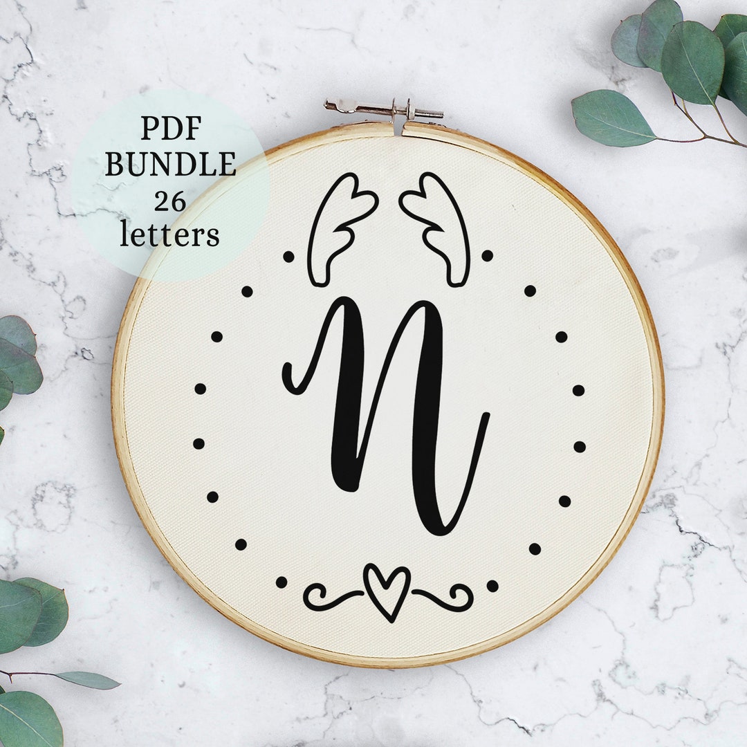 Initials Embroidery PDF Pattern: Beginner Alphabet Monogram - Etsy