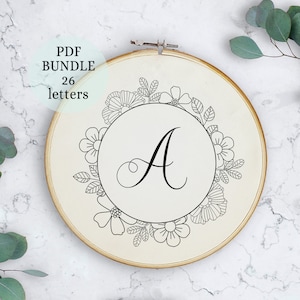 Hand Embroidery design child, Alphabet Embroidery PDF Pattern, Instant Digital Download, Letter Embroidery Design, Monogram, 26 letters