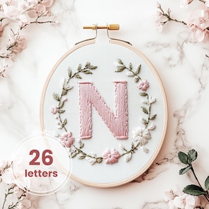 Padrões de bordados à mão personalizados em PDF | Letras do alfabeto e monogramas florais | Download instantâneo para presentes e decorações de bastidor DIY