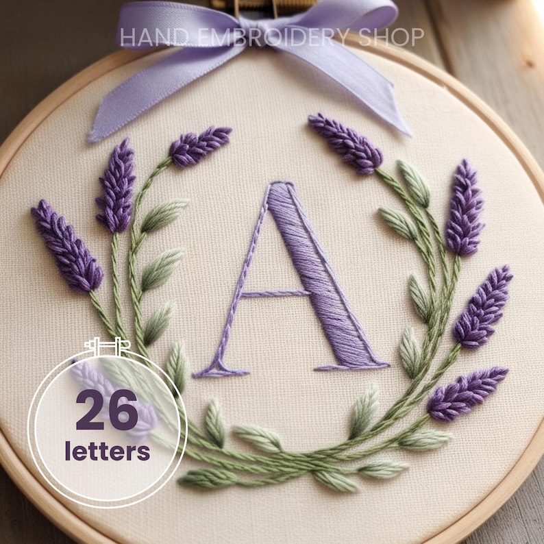 Floral Initial Embroidery Pattern: Modern Alphabet DIY Hoop Art (PDF ...