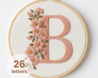 花柄アルファベット刺繍パターン：6インチワイルドフラワーモノグラム