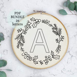 Decoração de Natal, ideia de presente, árvore de Natal, letras para bordar, alfabeto com flores, padrão de alfabeto pdf, iniciais para bordar