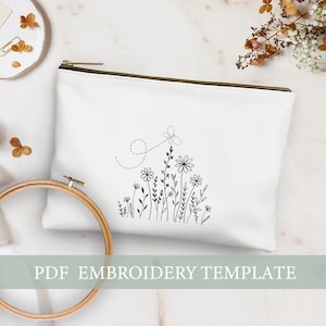 DIY 刺繍、バッグの手刺繍、DIY 刺繍ポーチ、DIY 財布、花の付いたモダンな刺繍の化粧品バッグ、手刺繍の流行