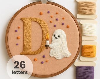 Alphabet Hand Embroidery Pattern Bundle: Printable Halloween letters PDF (Instant Download)