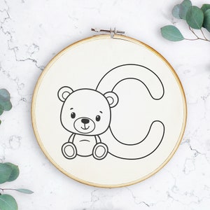 Novo padrão de bordado à mão do alfabeto, padrão de bordado de urso PDF, coleção de alfabeto, padrão de bordado PDF, designs de animais, PDF digital