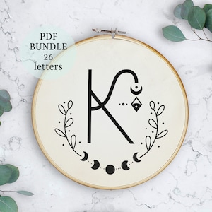 Alphabet embroidery pattern, Full Alphabet embroidery Pattern, Floral alphabet embroidery pattern, digital pattern, Calligraphy embroidery