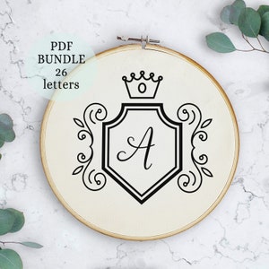 New Alphabet Hand embroidery pattern, modern embroidery pattern PDF, Alphabet Collection,PDF Embroidery Pattern, floral designs, Digital PDF