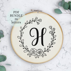 Wedding Alphabet embroidery pattern, modern embroidery pattern PDF, Alphabet Collection,PDF Embroidery Pattern, floral designs, Digital PDF