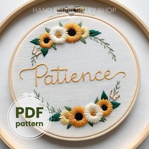 Patience Floral Embroidery Pattern: Christian Bible Verse (PDF Pattern)