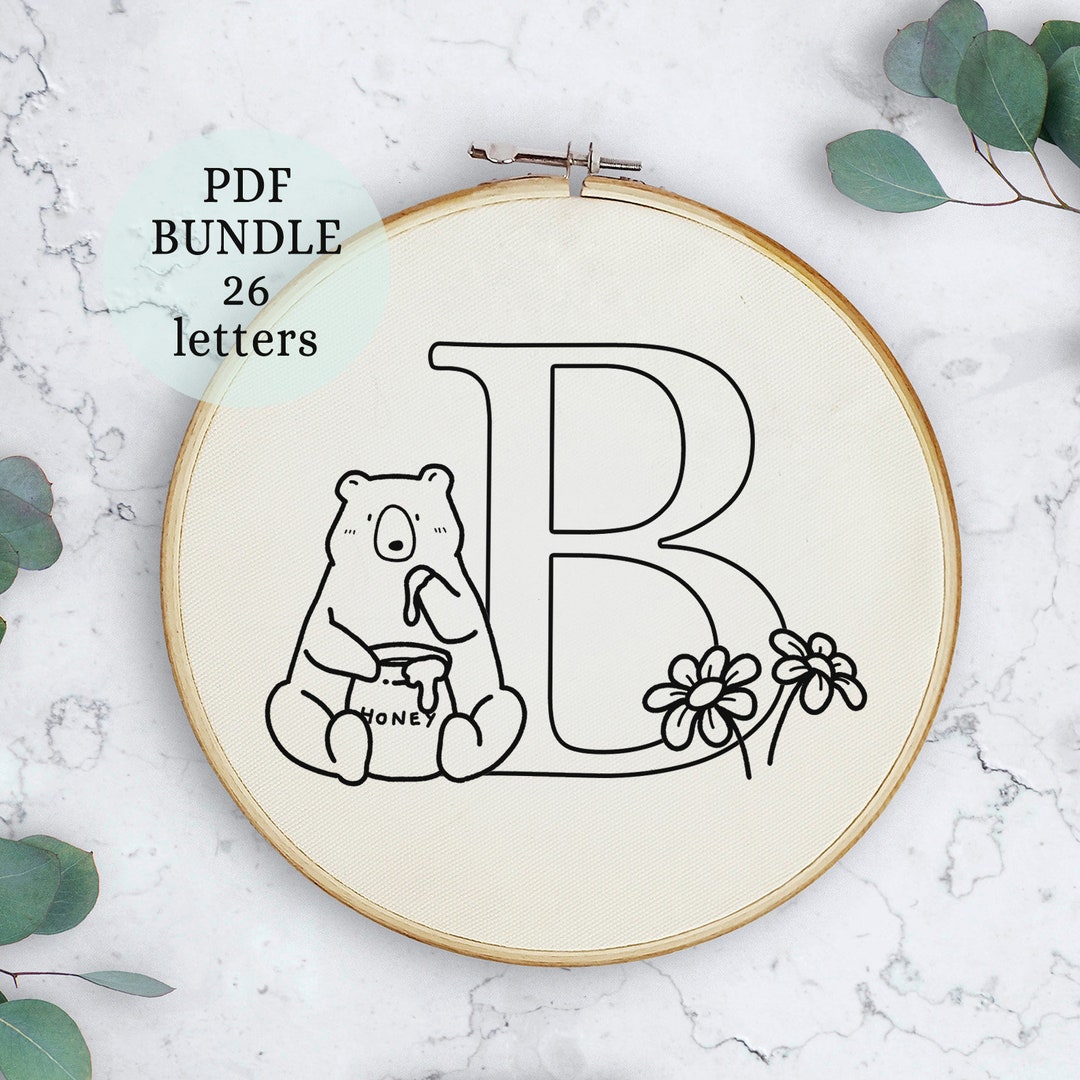 Animal Alphabet Hand Embroidery Pattern: DIY Monogram (digital Download ...