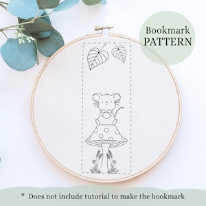 Fly Agaric Mushrooms, Hand Embroidery Pattern, Fall Leaves, Wild Forest Autumn Design, Digital Download PDF, Bookmark embroidery, Handmade