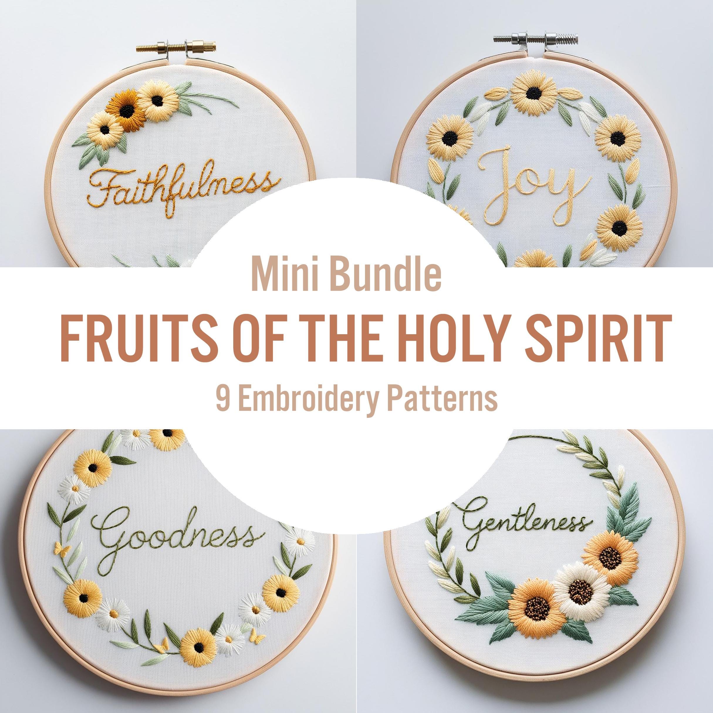 Hand Embroidery, Holy Spirit Fruits, Christian Embroidery, Daisies embroidery, Christian Embroidery Pattern Decor, Bible Floral Embroidery