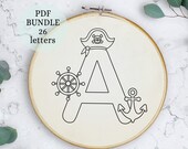 Sailor Alphabet Embroidery Design: Baby Boy Pattern (PDF Download)