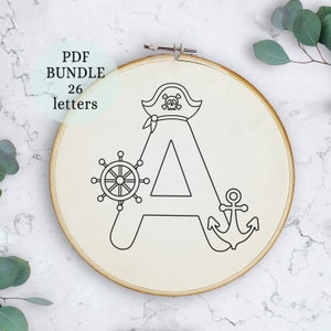 Diseño de bordado marinero, diseño de bordado alfabeto, patrón de bordado bebé, descarga instantánea de archivos, bordado recién nacido, bordado de niño