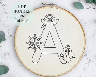 Sailor Alphabet Embroidery Design: Baby Boy Pattern (PDF Download)
