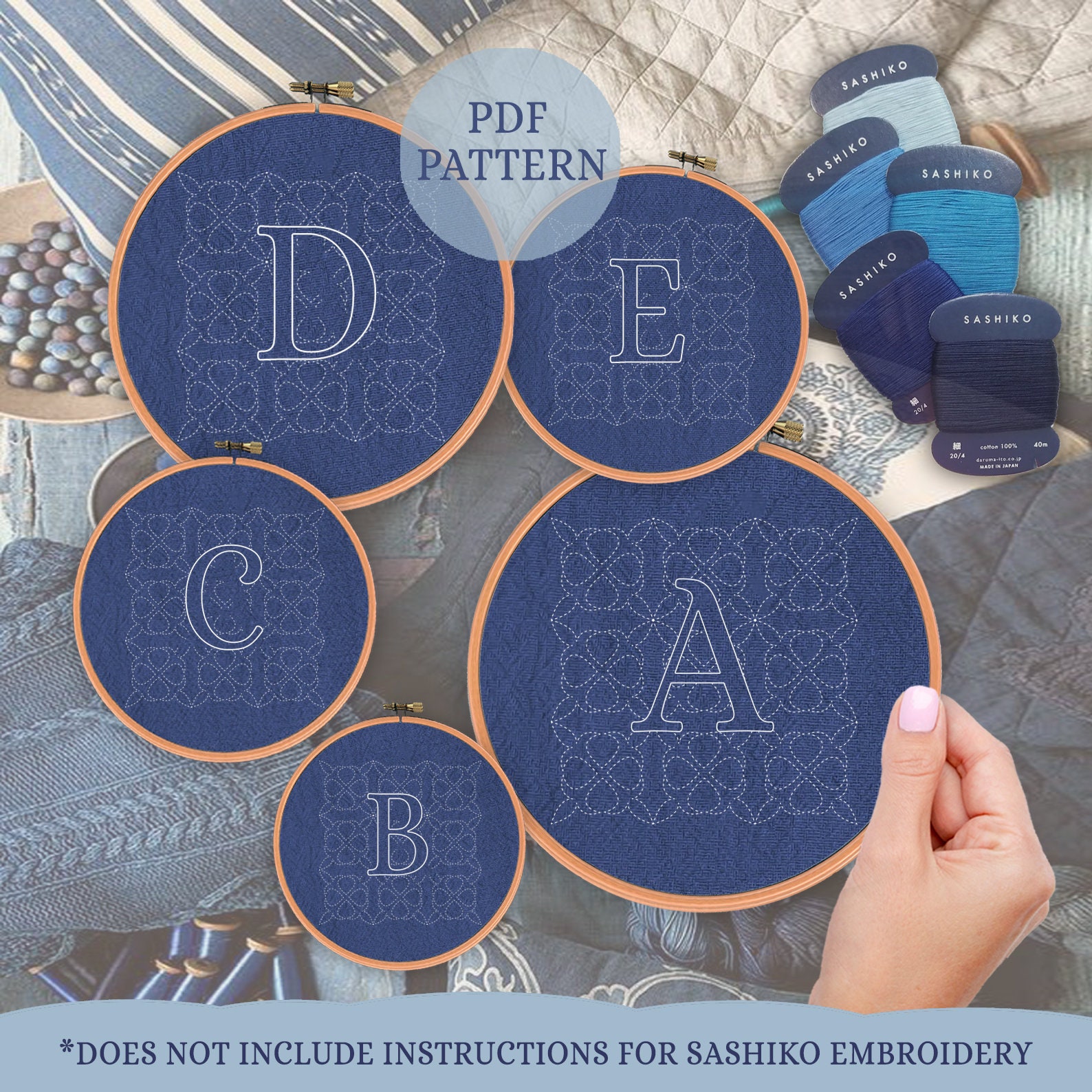 Sashiko Alphabet Embroidery Pattern Set (PDF Download) - Etsy