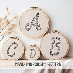 Alfabetos vitorianos bordados à mão, alfabeto francês, design de bordado de monograma, adequado para iniciantes, download digital para impressão, arte de aro