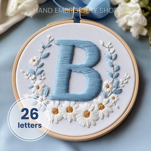 Patrones en PDF de alfabetos para bordar a mano / Diseños de letras decorativas de descarga instantánea / Monogramas con elementos florales, proyectos de arte con aro para hacer uno mismo