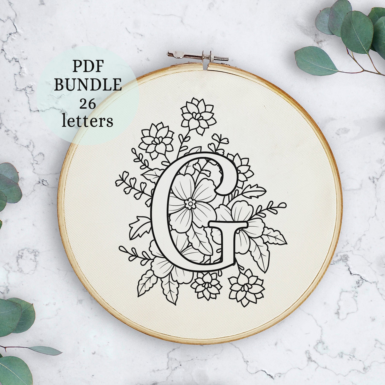 Alphabet Embroidery Pattern
 Floral Alphabet Embroidery PDF Pattern 6 Instant Digital Etsy