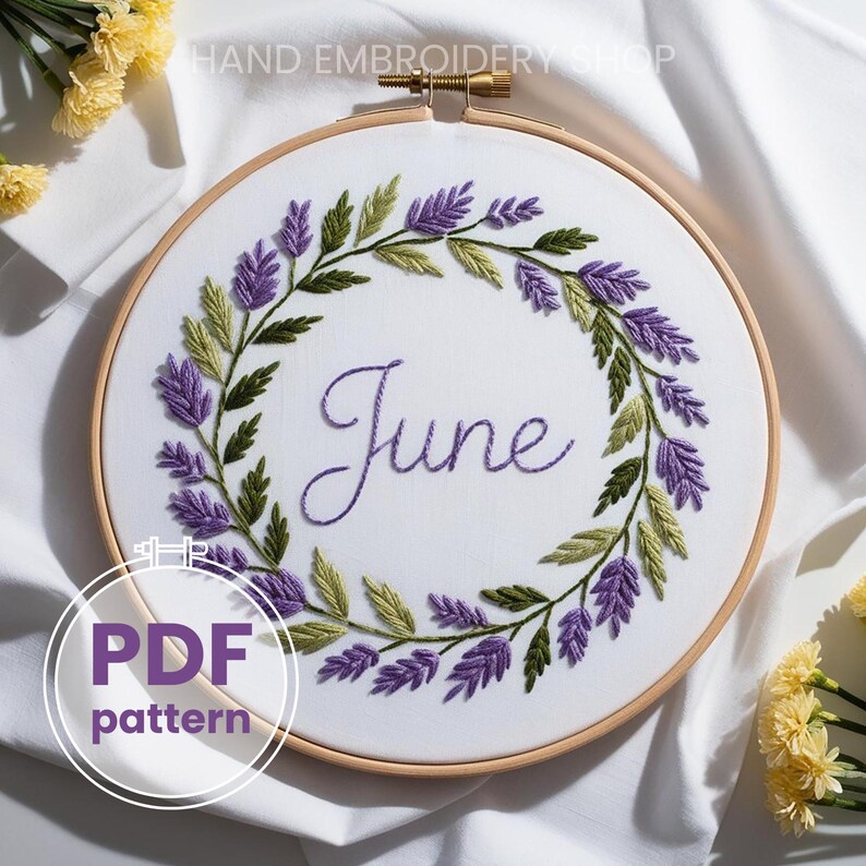 Monthly Floral Wreath Hand Embroidery Pattern Set (PDF Pattern) - Etsy