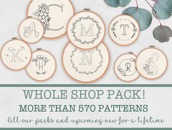 Alphabet Embroidery Pattern Bundle, DIY Hand Embroidery, easy craft (PDF Download)