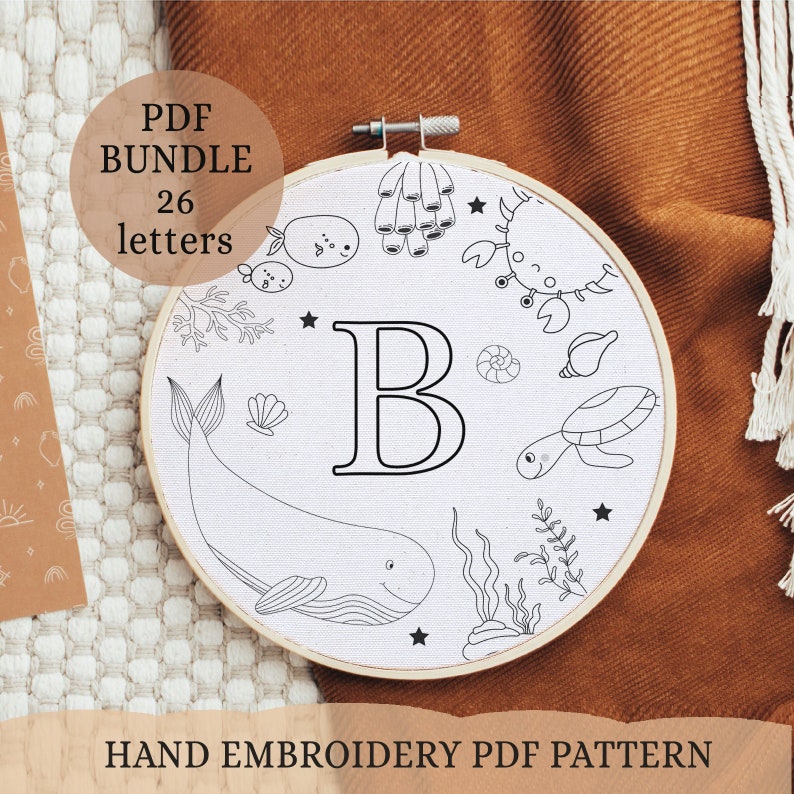 Animal Monogram Embroidery Design, Fish Letter Font (digital Download ...