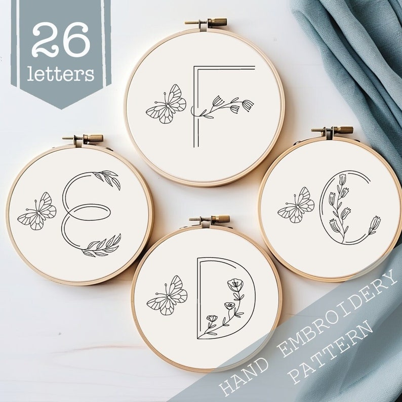 Hand Embroidery Alphabet Pattern: DIY Monogram Design (PDF) - Etsy