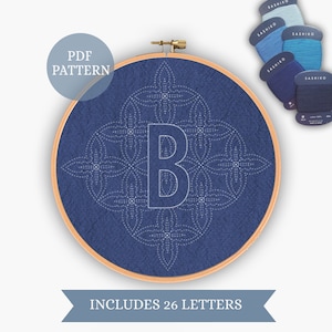 Sashiko Alphabet Embroidery Pattern: Hand Stitch Design, PDF file (Instant Download)