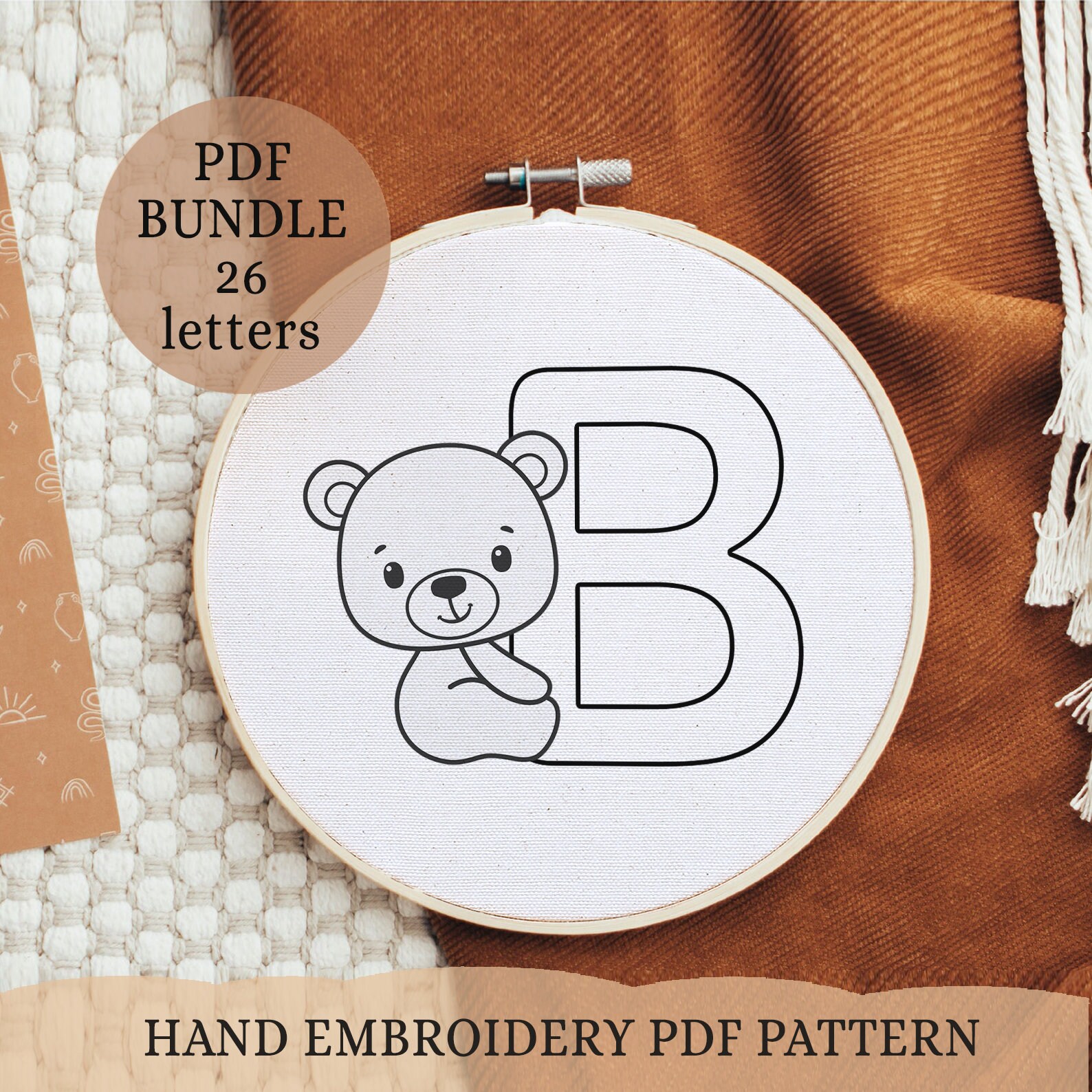 Bear Alphabet Hand Embroidery Pattern, Animal Designs (digital PDF) - Etsy
