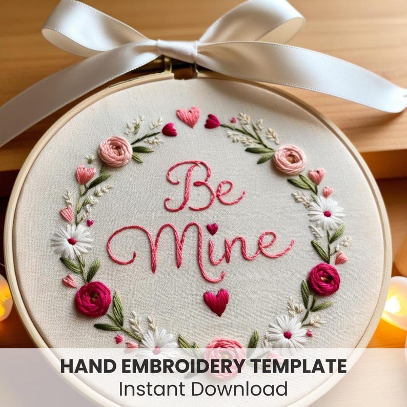Romantic Floral Heart Embroidery Pattern: DIY Valentine's Stitches (PDF ...