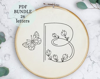 Handstickerei Alphabet, DIY Alphabet Monogramm, kreative Stickerei, moderne Stickerei, Stickerei PDF, Handarbeitsdesign, handgemachte Muster