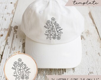 Floral Alphabet Embroidery Pattern: DIY Letter Monogram, handmade art (PDF Download)