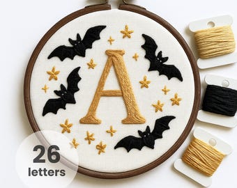 Halloween Alphabet Embroidery Pattern: Hand Stitch A-Z (PDF Pattern)
