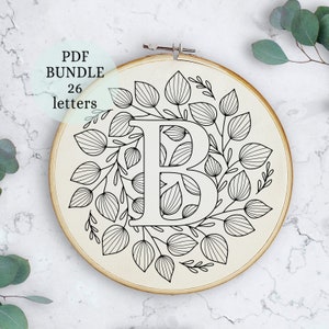 A-Z Floral Alphabet BUNDLE, Hand Embroidery Pattern, Embroidery Templates, INSTANT DOWNLOAD, Flower letters, modern embroidery, alphabet art