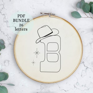 Patrón de bordado del alfabeto vaquero / bordado a mano occidental / diseños de bordado de vaquera vaquera, arte de bordado diy, patrón del alfabeto de rodeo