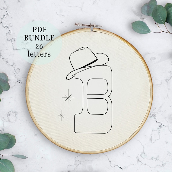 Cowboy Alphabet Hand Embroidery Pattern: Western Rodeo Designs (PDF)