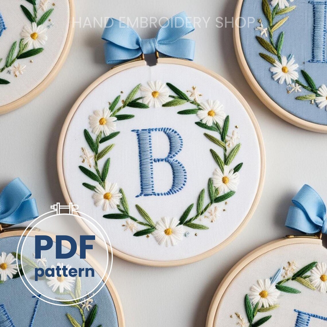 Floral Monogram Embroidery Patterns: Beginner Alphabet (PDF Download ...