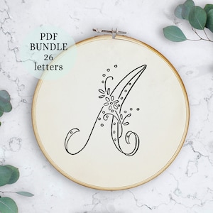 Desenhos de monogramas e letras, bordados à mão, fontes francesas vintage, alfabeto vitoriano, bordados à mão, design de bordado, design inicial