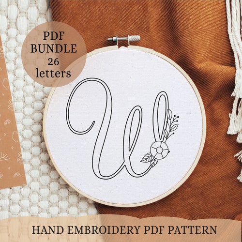 Floral Alphabet Letters Hand Embroidery Pattern Digital PDF - Etsy