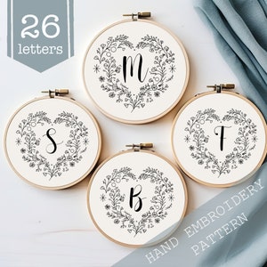 Hand Embroidery Pattern, Monogram Alphabet Embroidery, Valentines Crafts, DIY Romantic Embroidery, Personalized Crafts, Home Decor Stitch