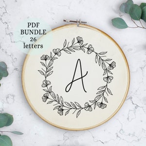 Hand Embroidery design child, Alphabet Embroidery PDF Pattern, Instant Digital Download, Letter Embroidery Design, Monogram, 26 letters